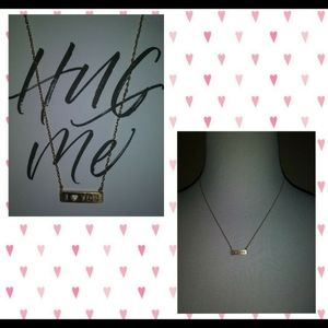 ♡ I Love You Bar Heart Gold Plated Necklace 16"-18" ♡ NWT